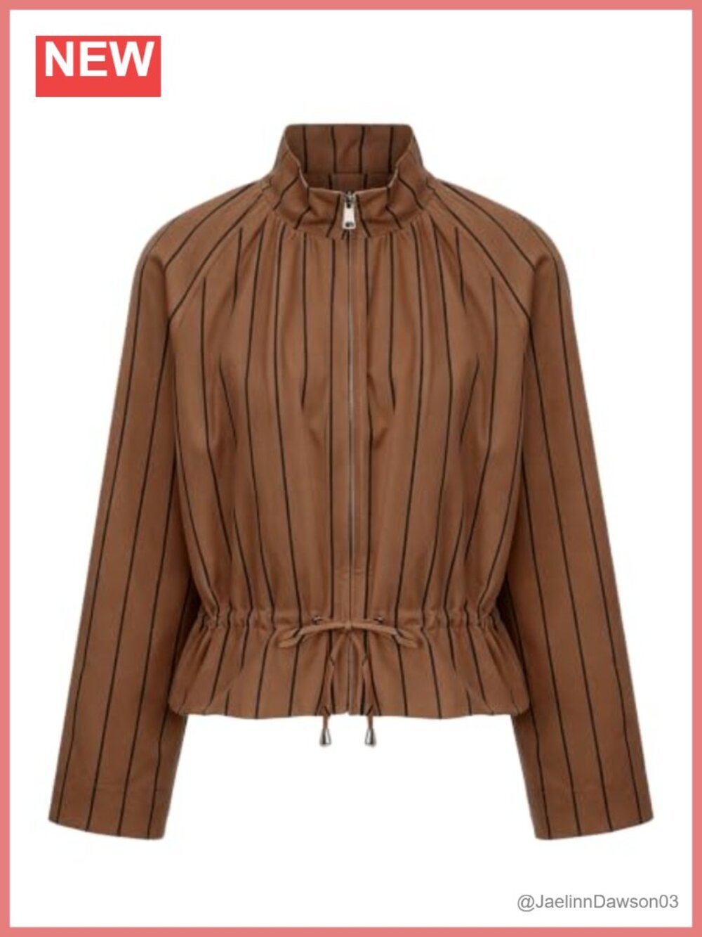 Funnel Neck Lightweight Cropped Striped Jacket